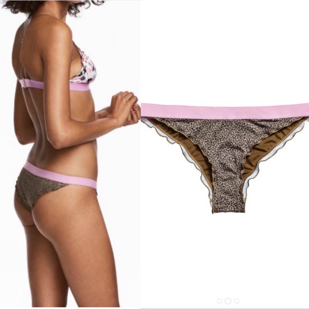 H&M NWT size 6 printed pink bikini bottoms!